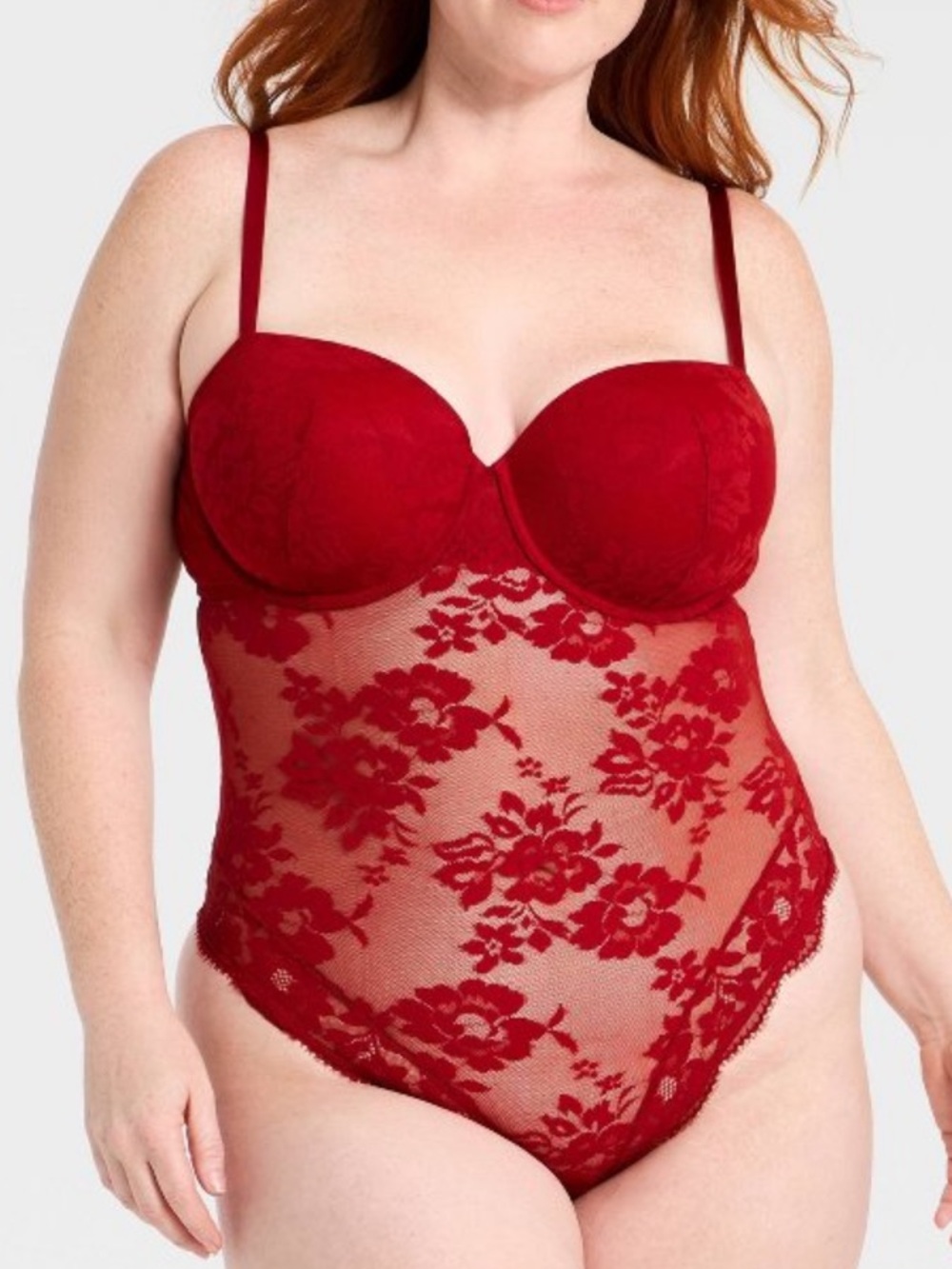 Sexy Red Lace Bodysuit with Underwire Support - Women Intimates